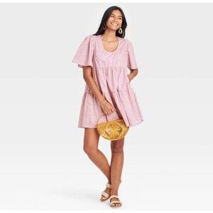 A New Day Lavender Tiered Mini Dress – Size L